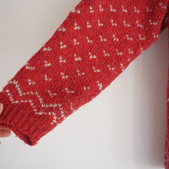Vintage Encore Tricot Red 10% Wool Knit Icelandic Button Cardigan Sweater XL - Picture 3 of 16